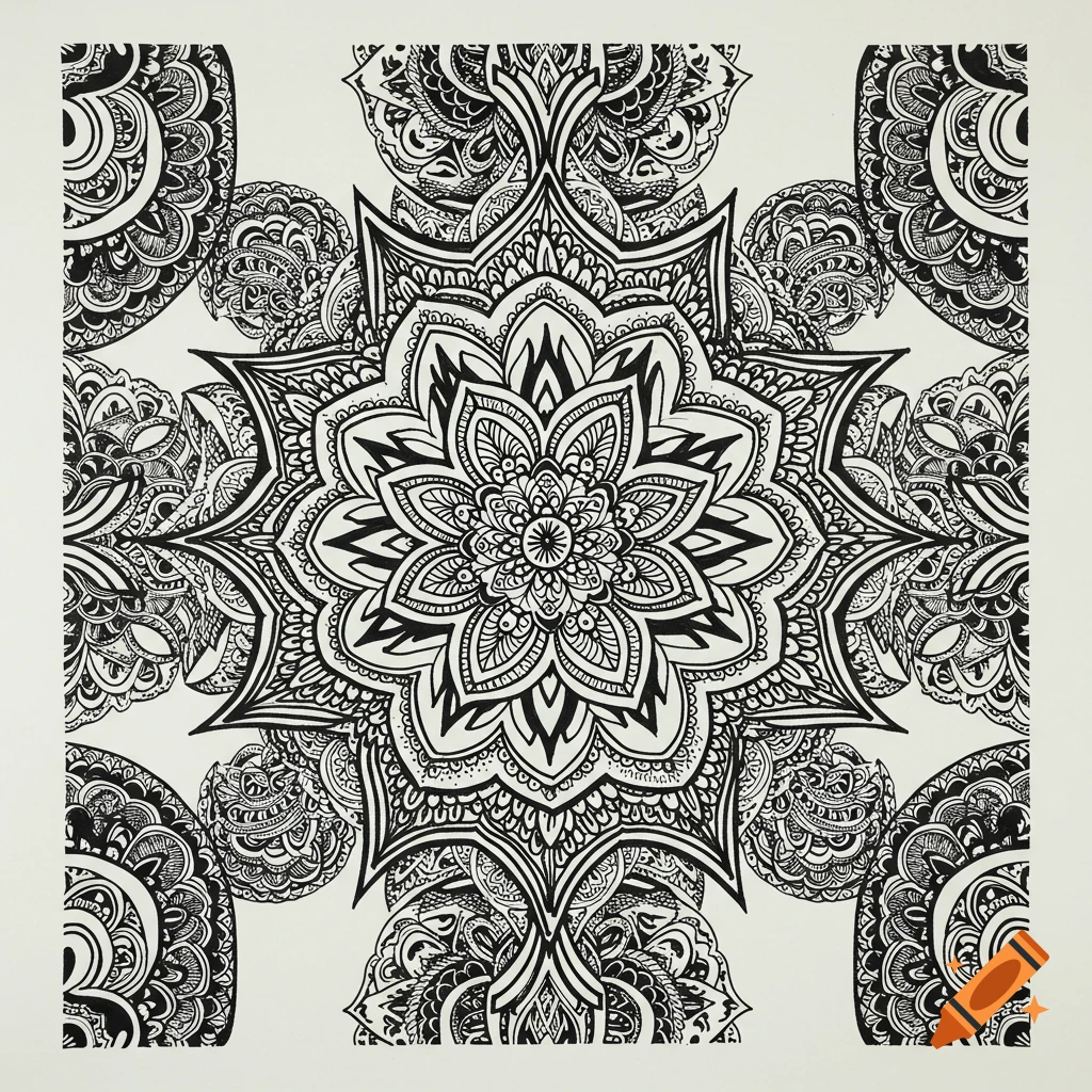 Black and white intricate mandala pattern