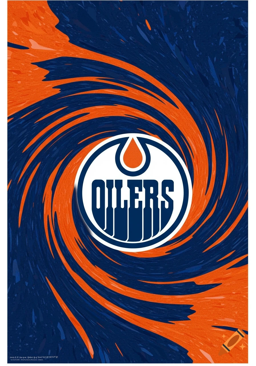 Oilers Color Pattern Edmonton Oilers logo against a swirling orange and blue background. on ...