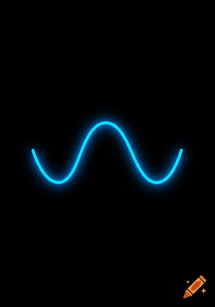 A glowing blue sine wave on a black background.