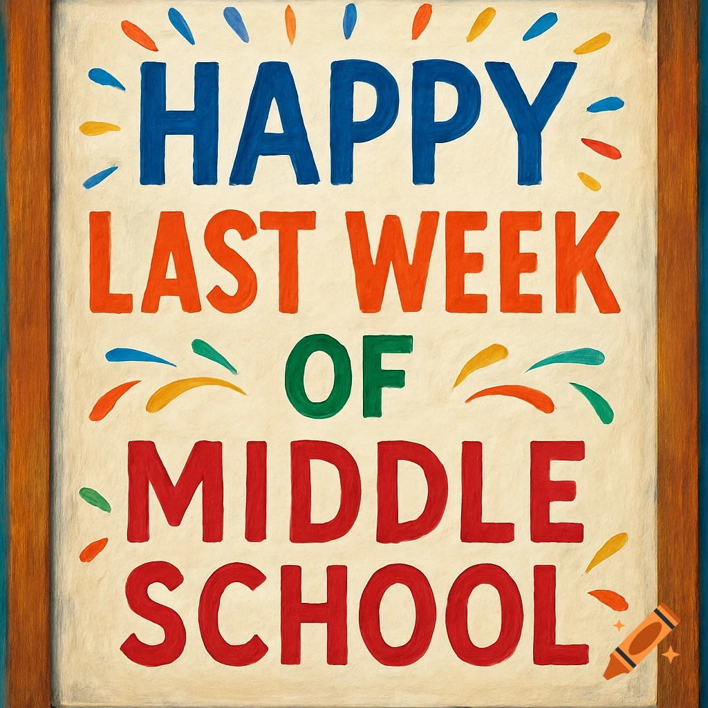 Sign saying Happy Last Week of Middle School