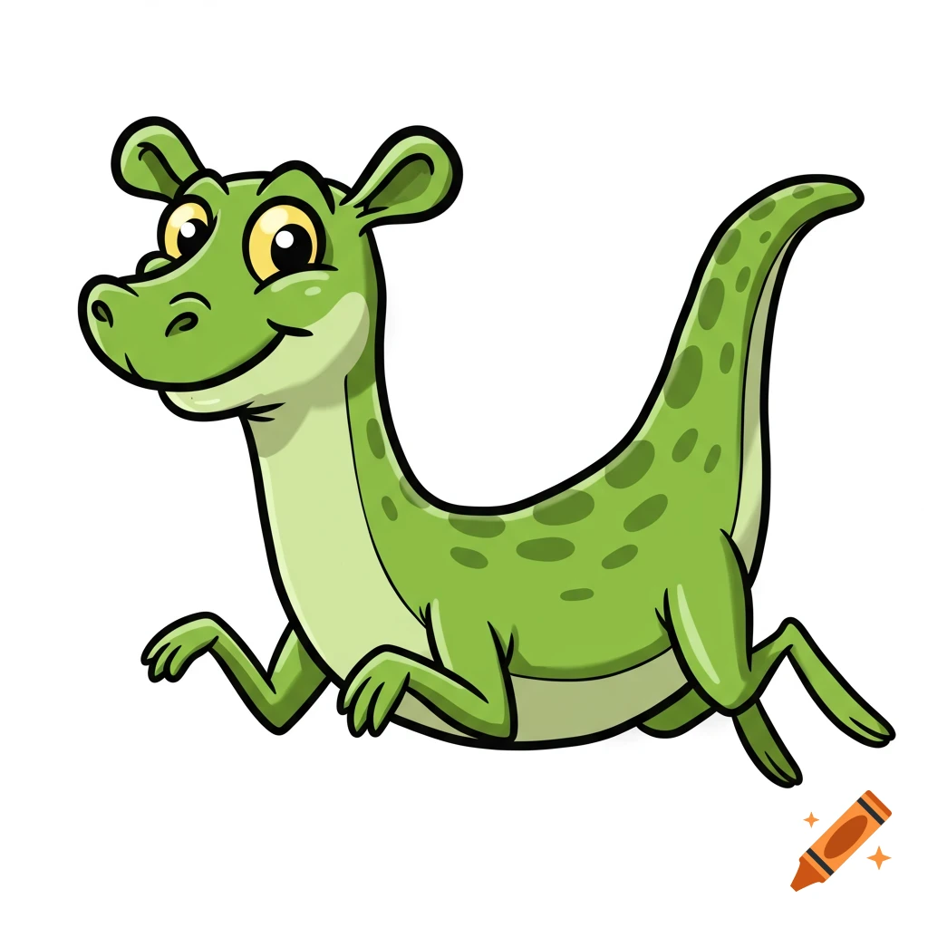 Cartoon illustration of a green lizard