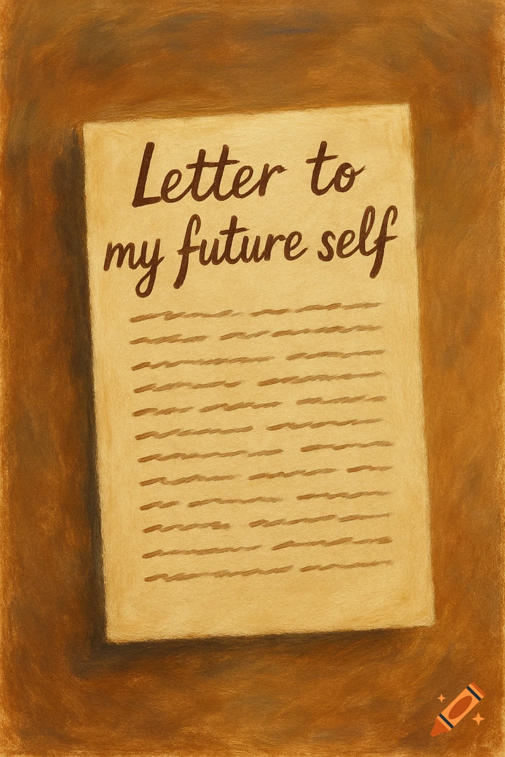 Illustration of a piece of paper with the text 'Letter to my future self' on it, in a textured, painterly style.