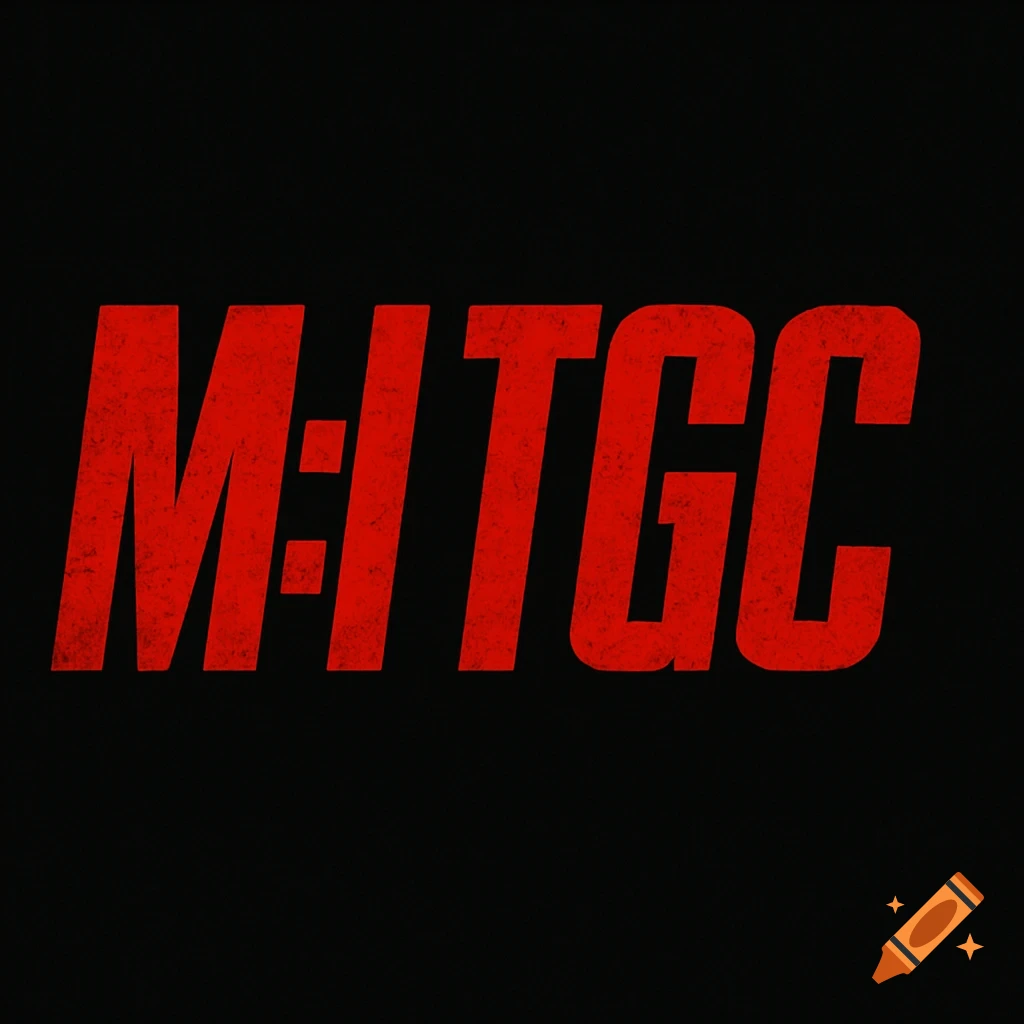 Red text M:ITGC on a black background, stylized like a movie logo.