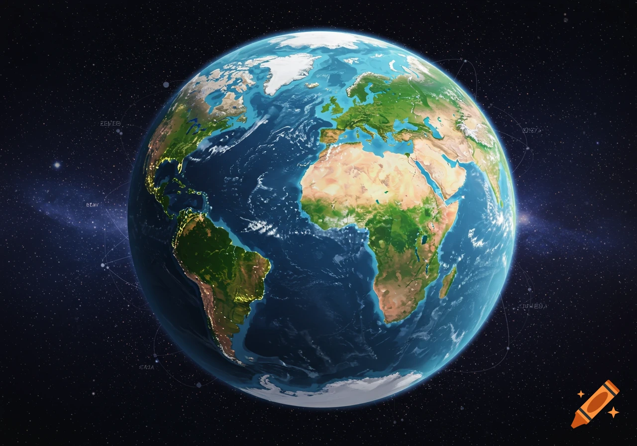 Realistic render of Earth seen from space