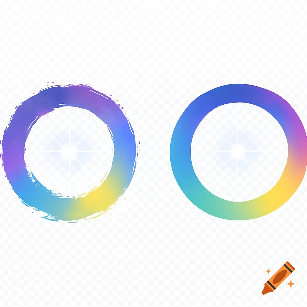 Two gradient circles, one with brushstroke edges, one with smooth edges, both with transparent centers on a transparent background.
