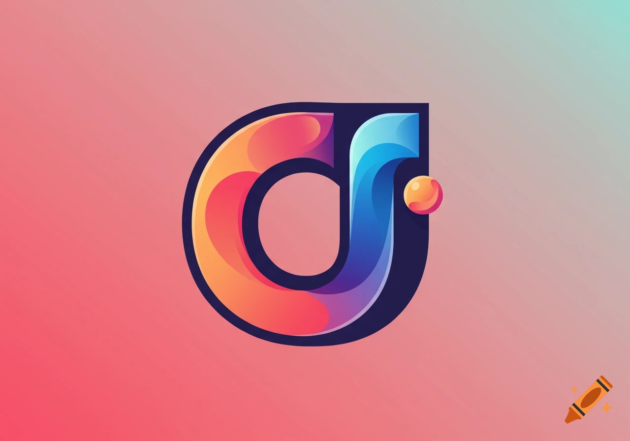 Abstract logo combining C and J shapes with colorful gradients and a small sphere.