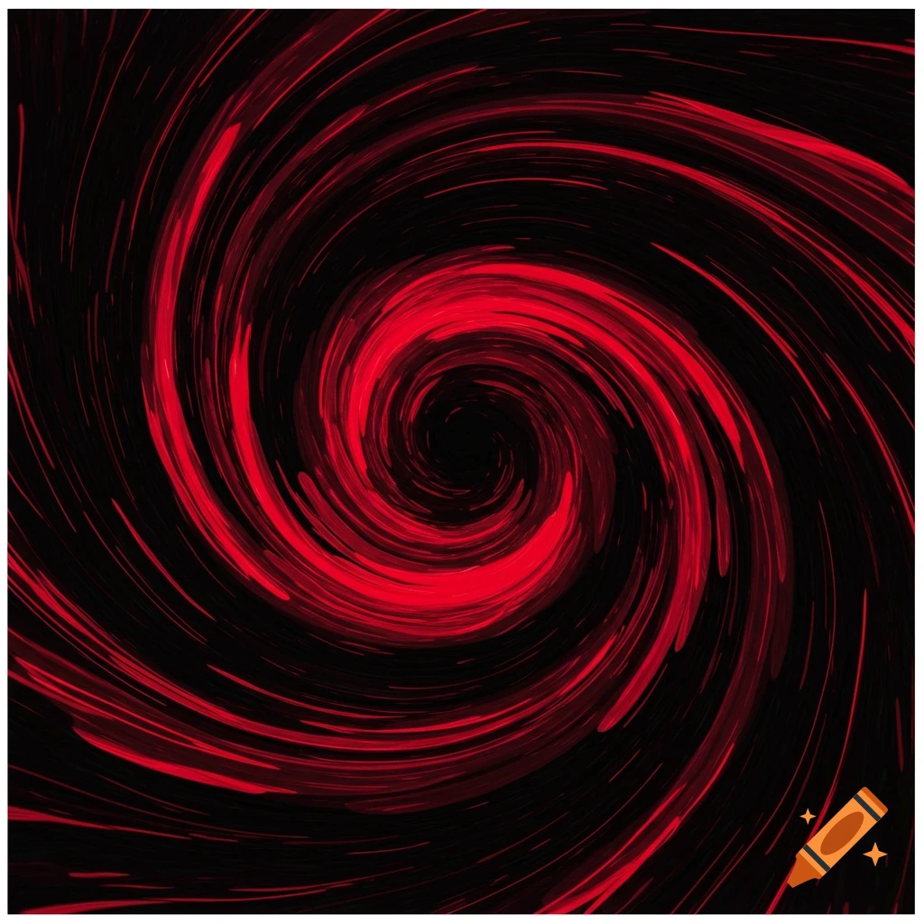 An abstract red and black swirling vortex pattern.