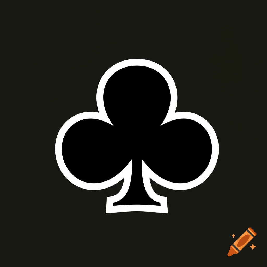 A black club symbol with a white outline on a dark background.