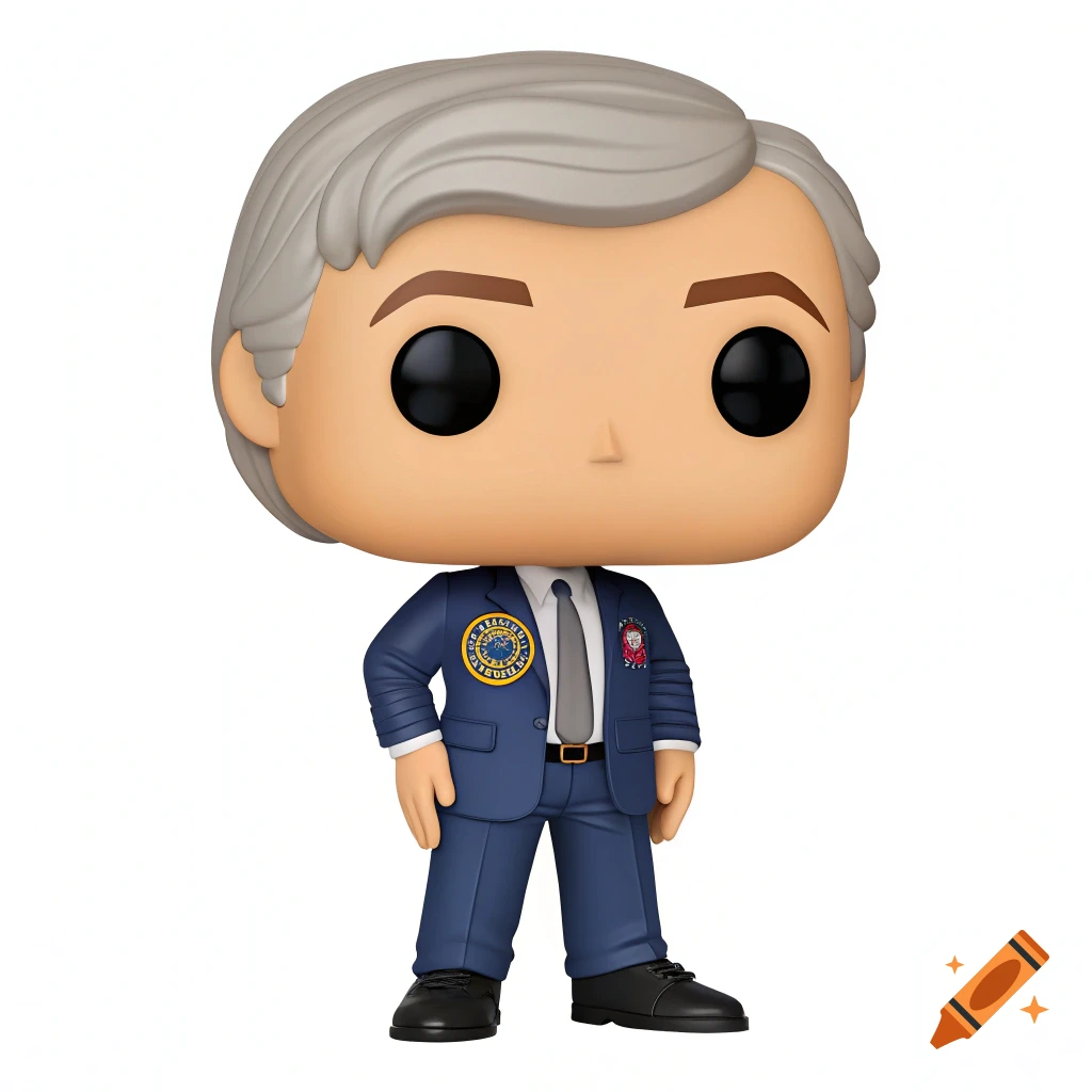 Funko Pop figure of a man in a blue suit with a badge.