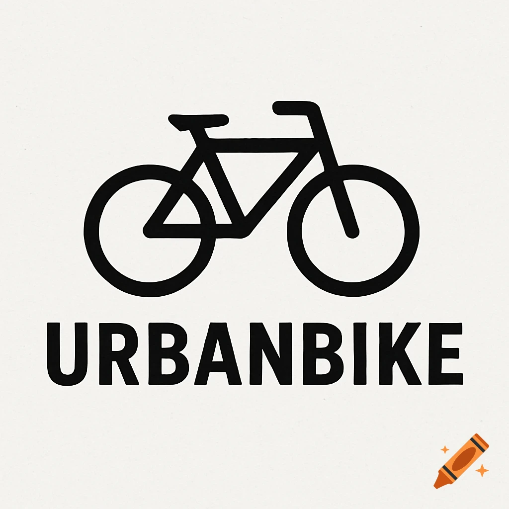 Black and white logo of a bicycle icon above the text URBANBIKE. Modern graphic style.
