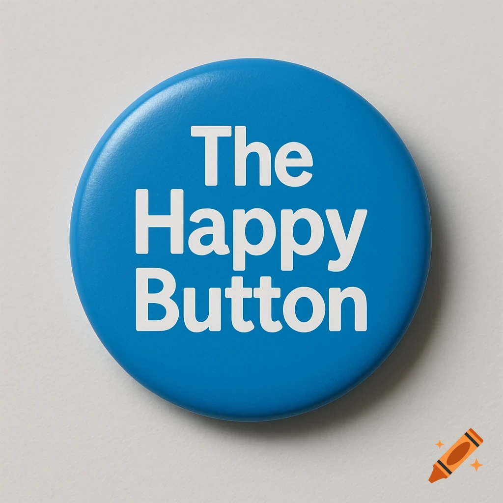 A blue button with the text 'The Happy Button'.