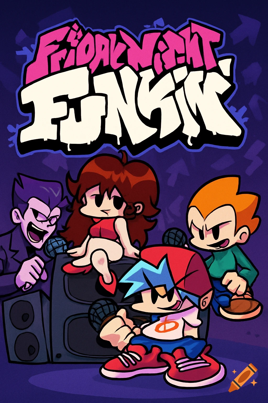 Cartoon illustration of Friday Night Funkin' characters Boyfriend ...