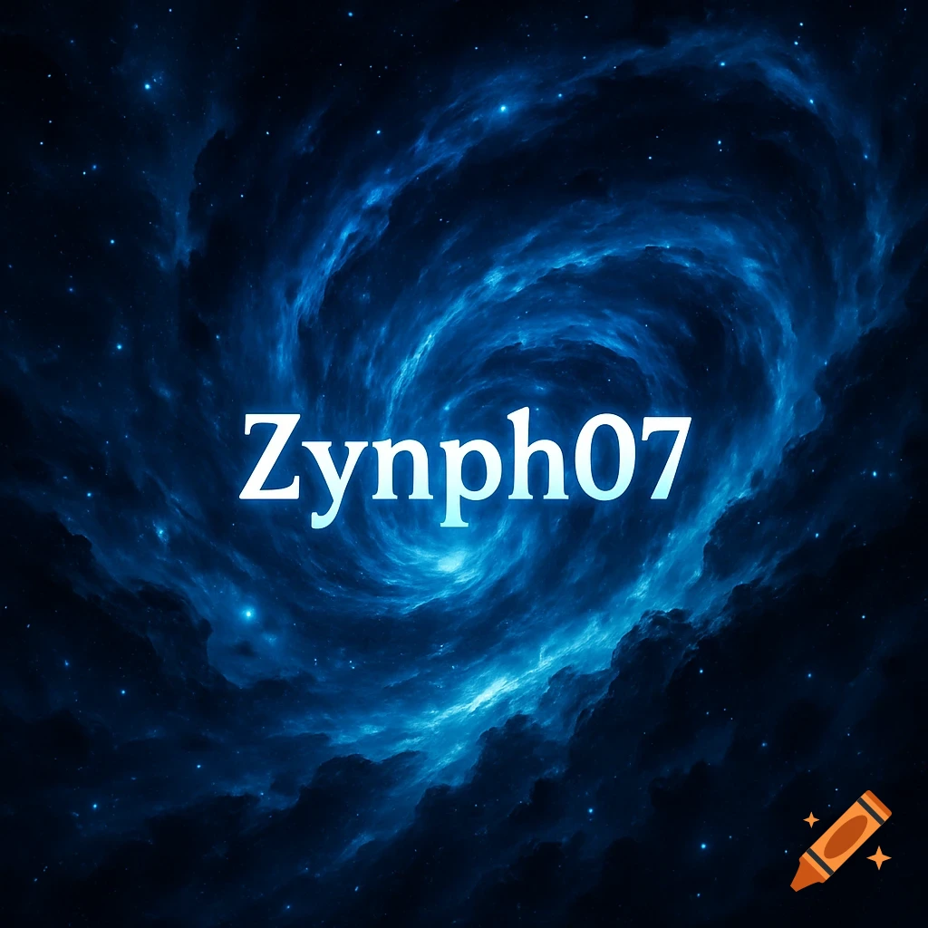 A swirling blue galaxy background with the name Zynph07 in the center.