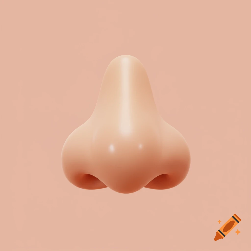 A 3D rendered cartoon nose on a pink background.
