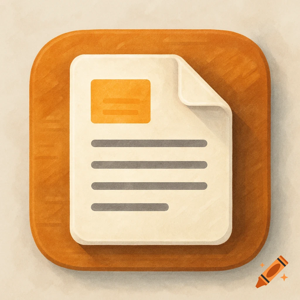 Illustration of a document icon on a brown background with textured style.