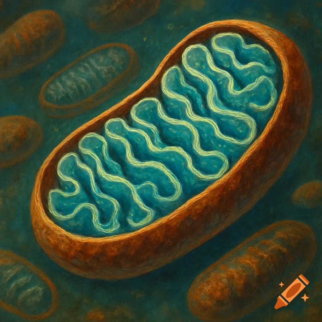 Stylized illustration of a mitochondrion