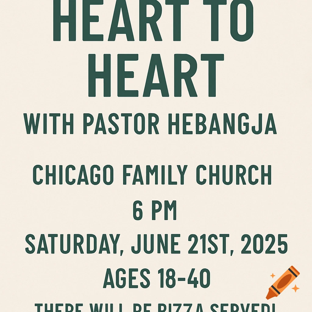 A flyer for a church event titled 'Heart to Heart'.