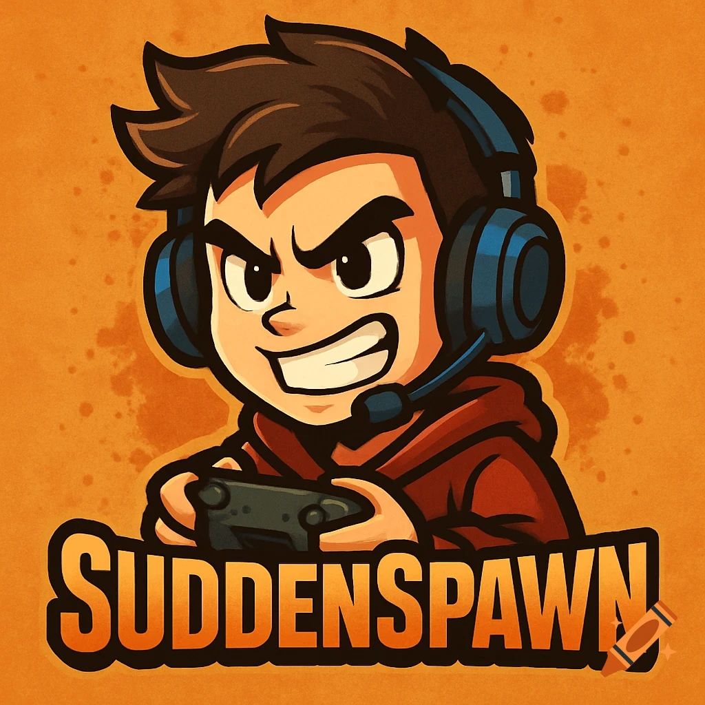 Cartoon avatar of a boy gamer with headphones holding a controller, with the name SUDDENSPAWN below.