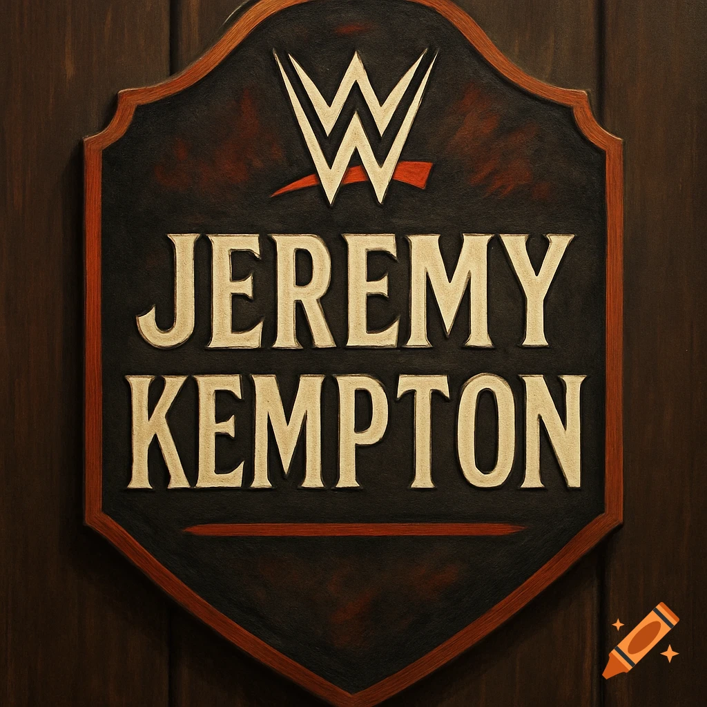 WWE themed door sign with the name Jeremy Kempton