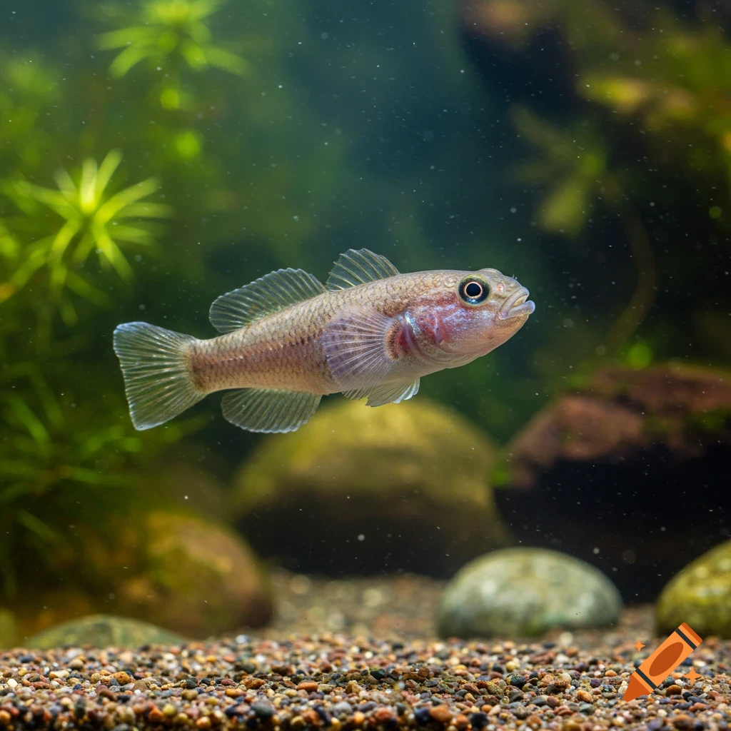 A close-up shot of a small fish swimming in an aquarium.
