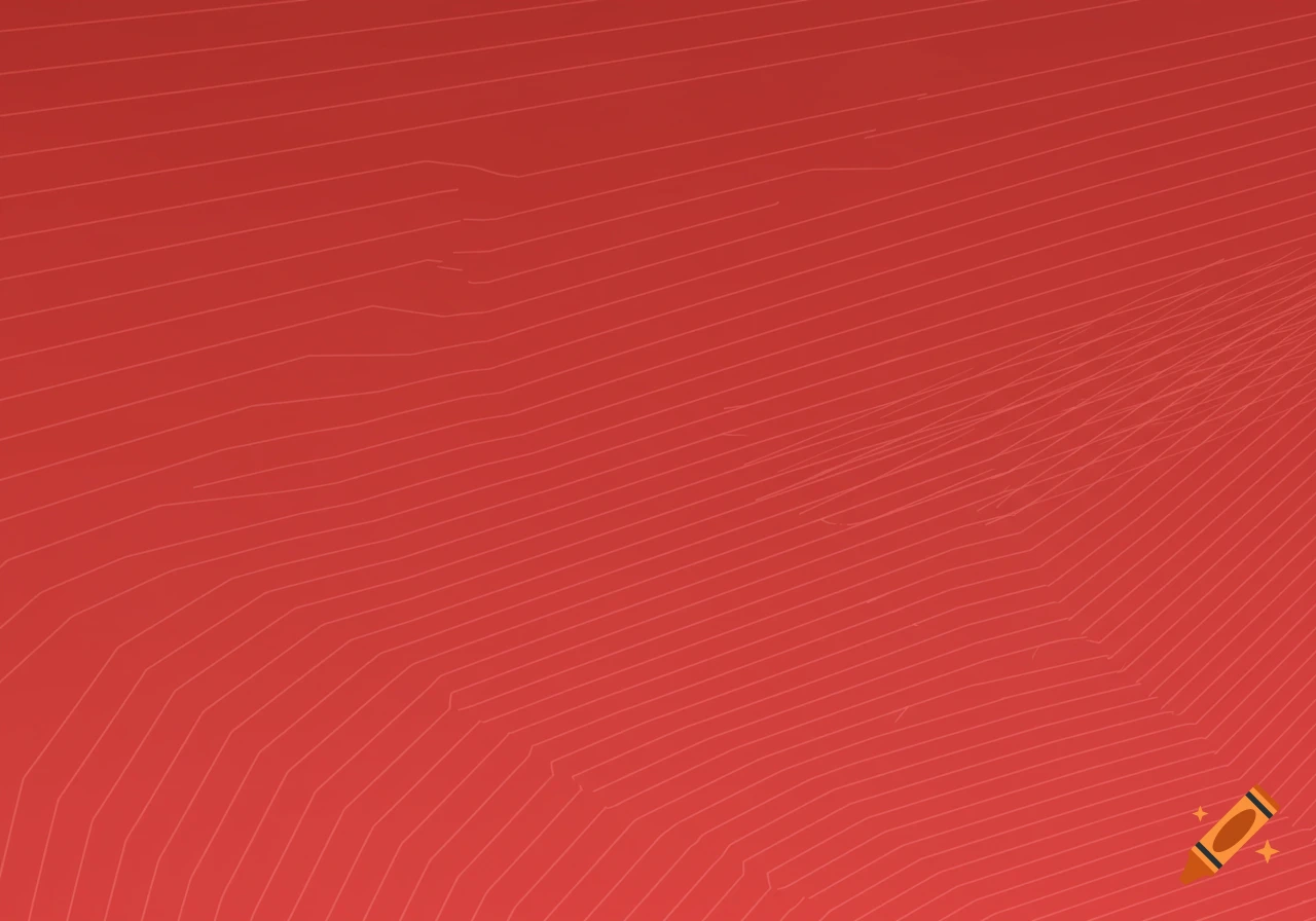 Red background with faint abstract line pattern.