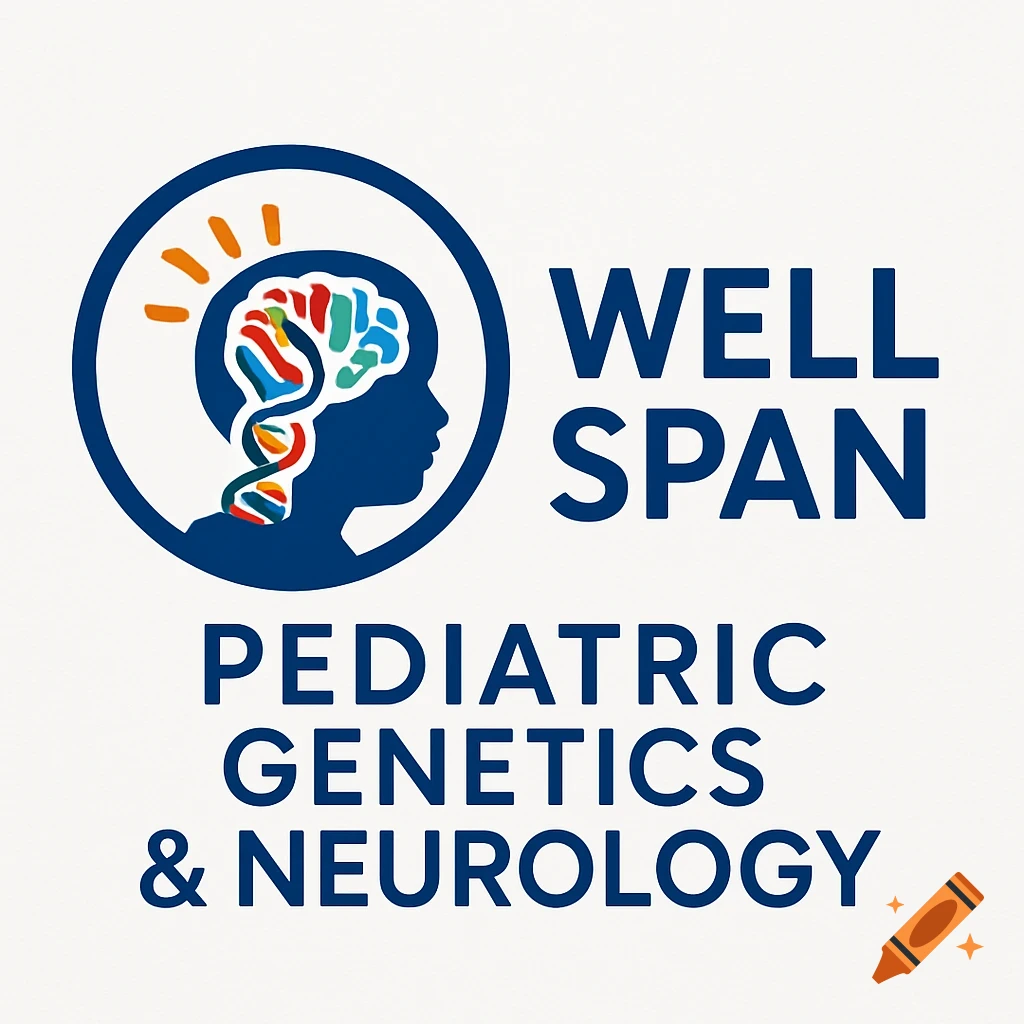 Logo featuring a head silhouette with a colorful brain and DNA helix inside, next to the text WELL SPAN PEDIATRIC GENETICS & NEUROLOGY.