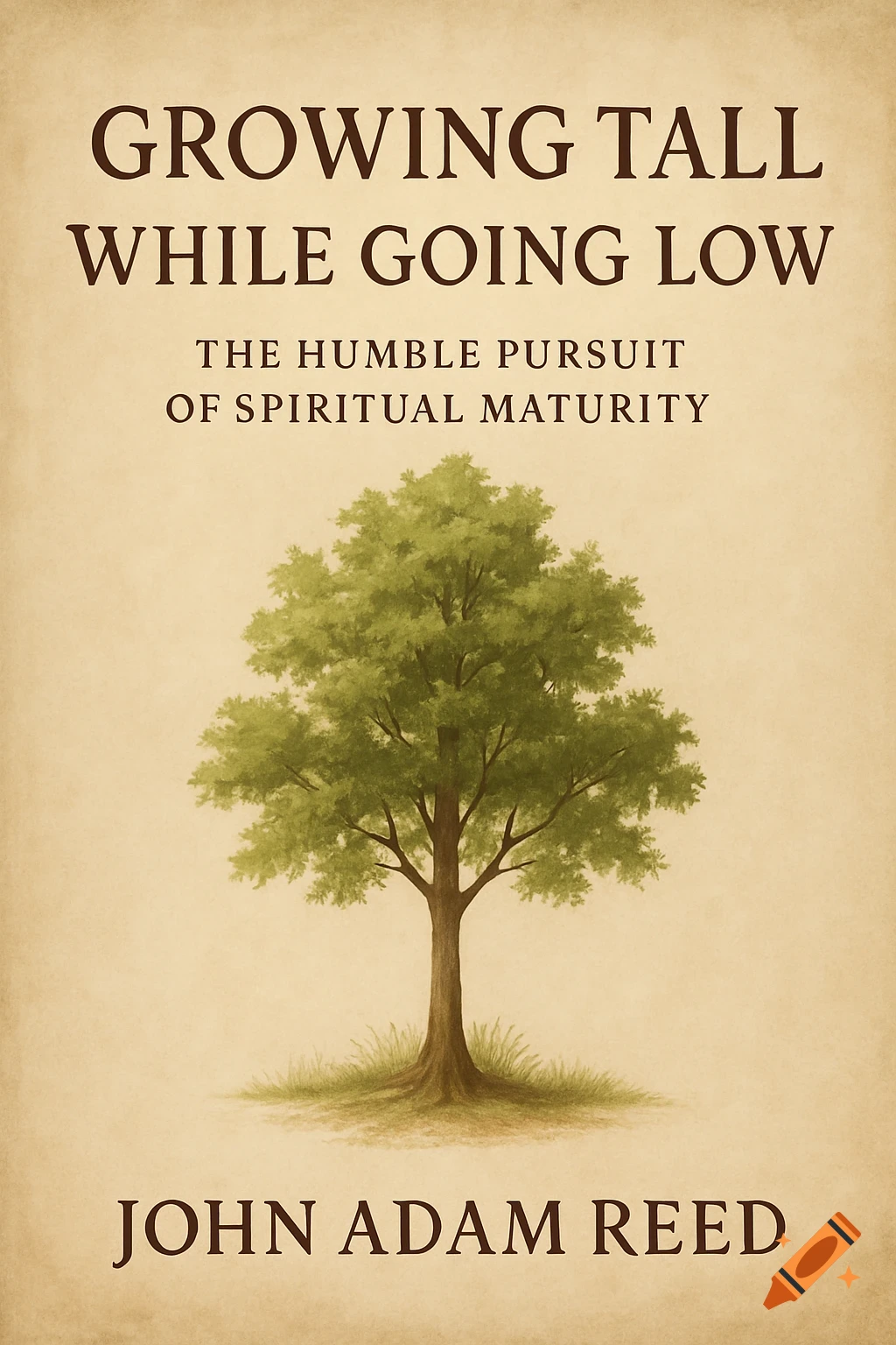Book cover titled 'Growing Tall While Going Low' featuring a tree illustration, by John Adam Reed.