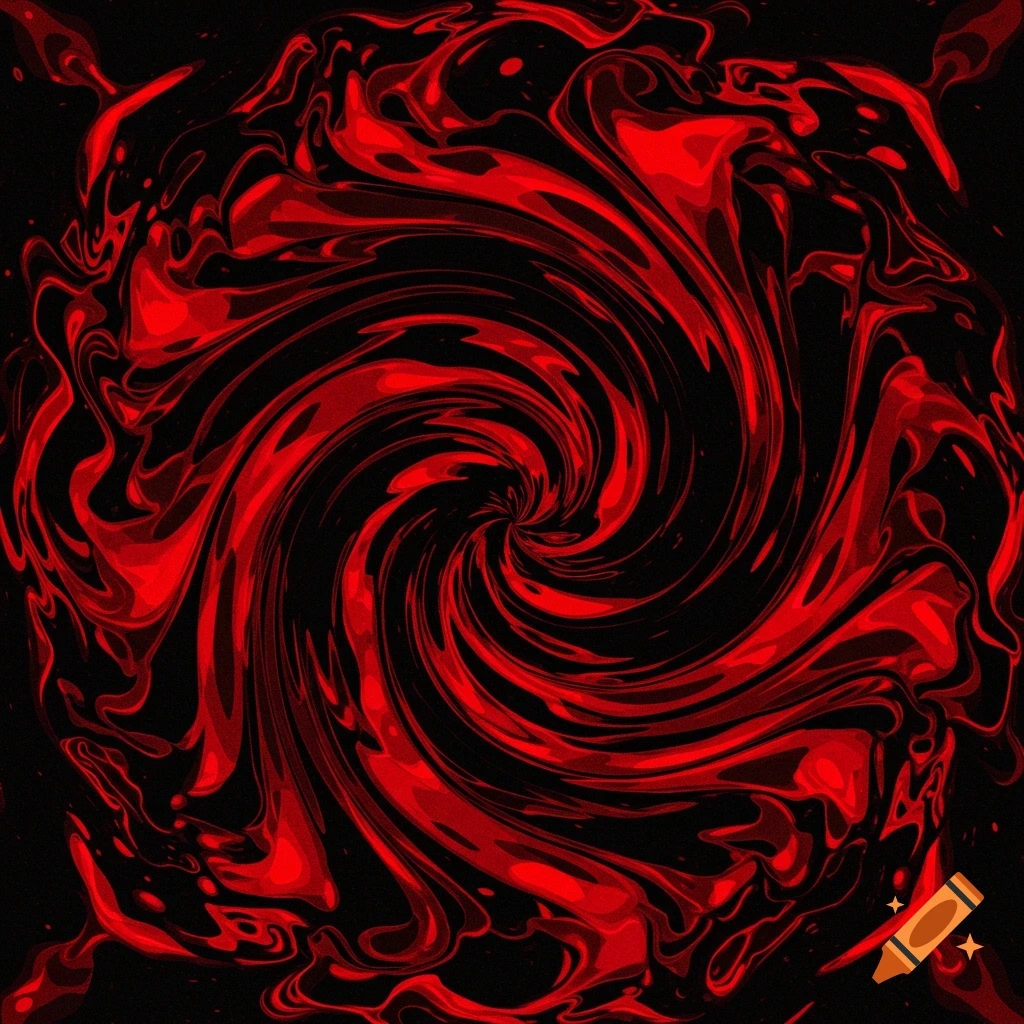 A swirling abstract pattern in red and black.