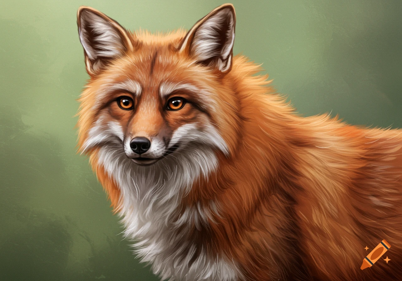 Close-up digital painting of a red fox