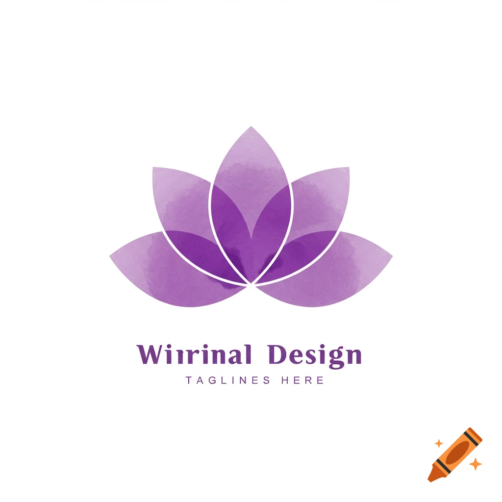 Purple watercolor lotus logo with text