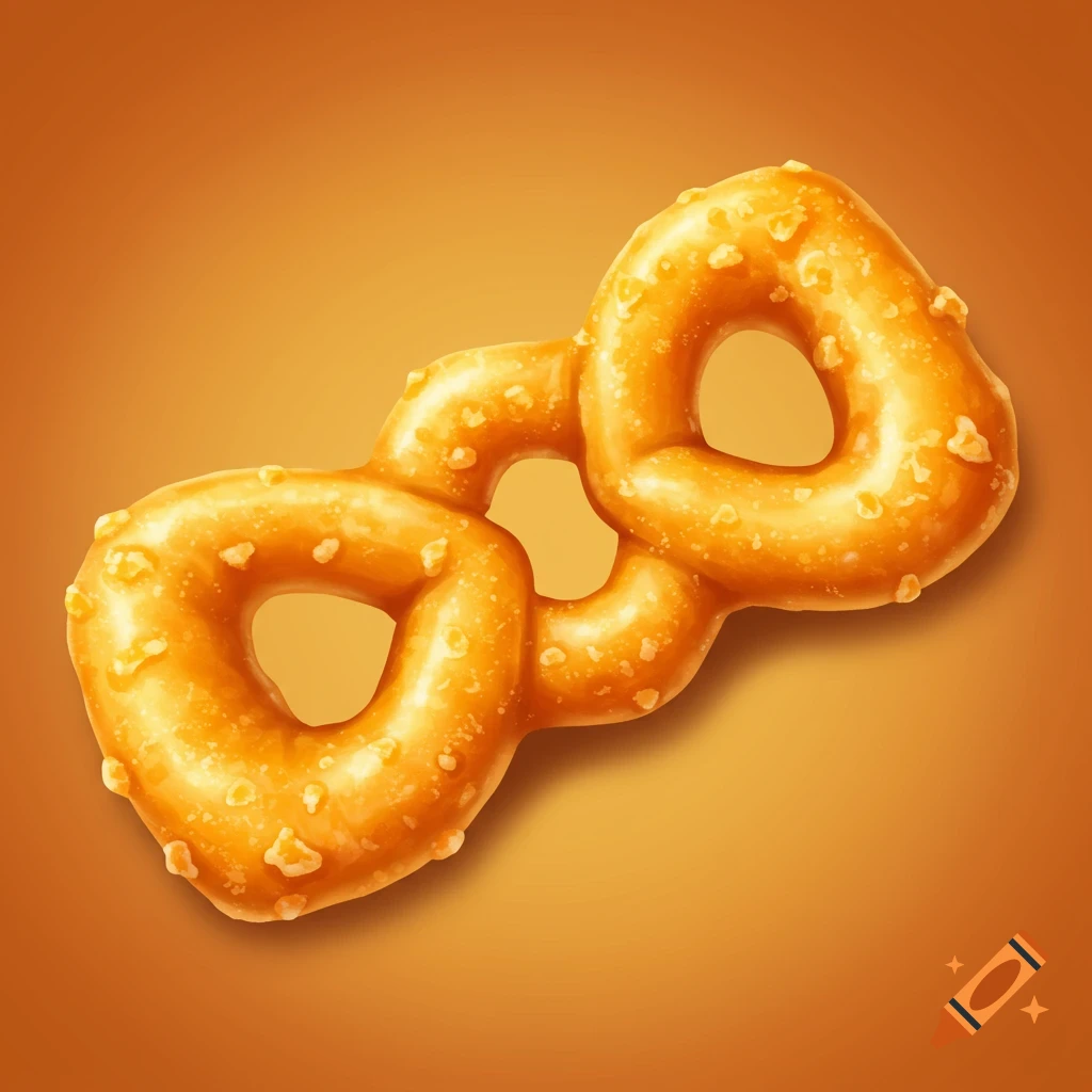 Close-up illustration of a twisted orange cheese-flavored snack on an orange background.