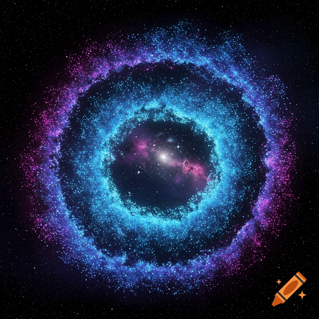 Swirling cosmic nebula in deep space with blue and pink colors