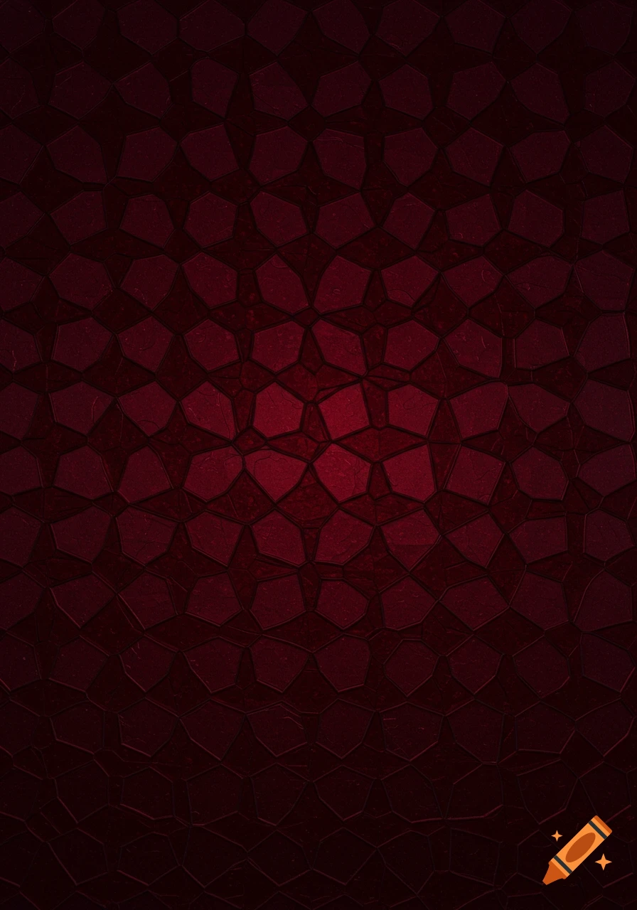A dark maroon background with a textured pattern resembling stained glass.