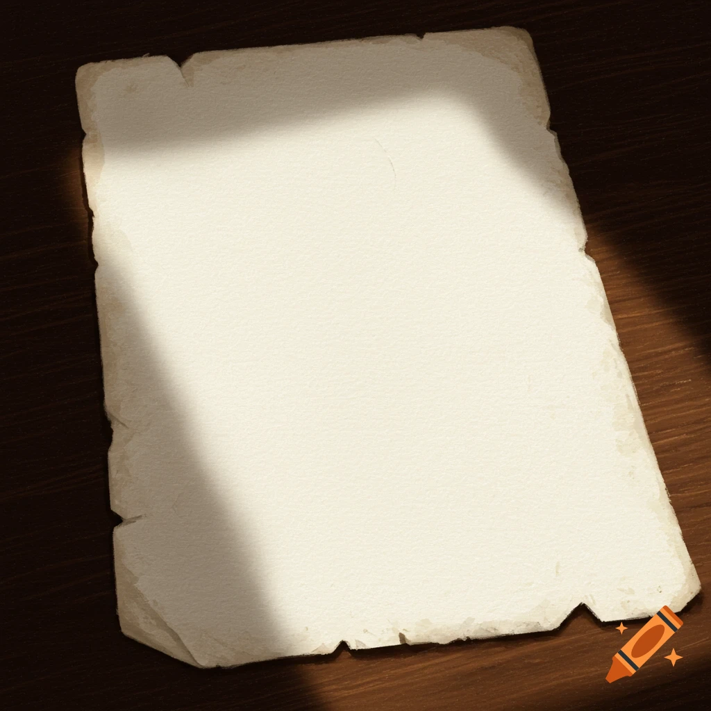 Blank aged paper on wood with shadow