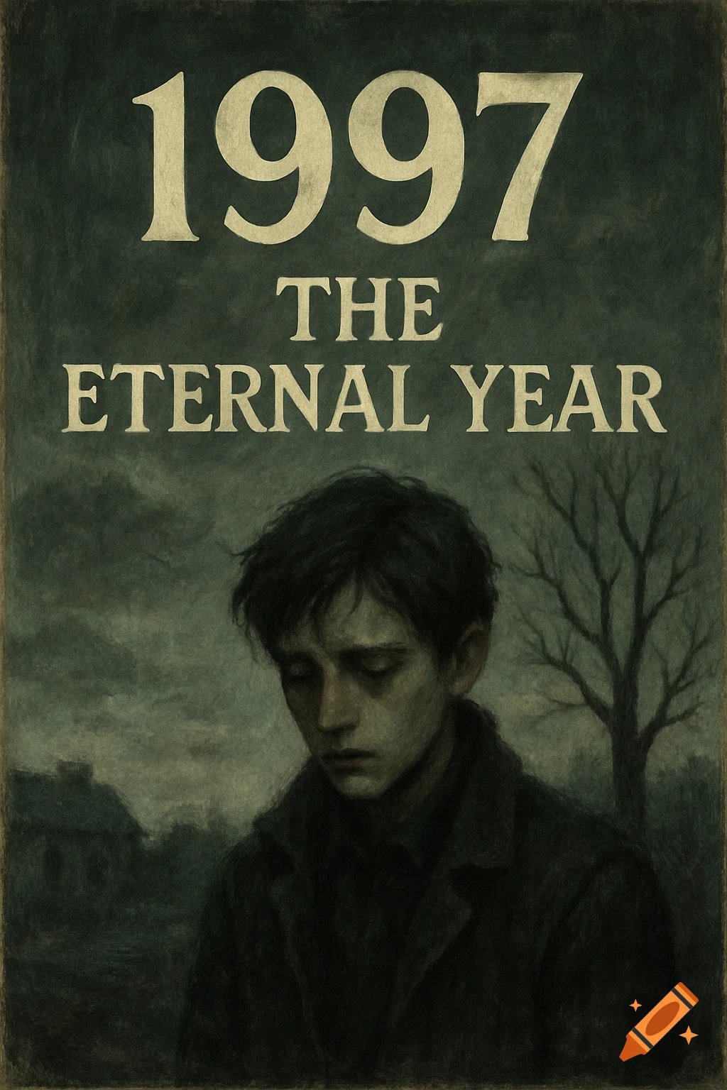 A somber poster with a portrait of a boy and the text "1997 The Eternal Year".