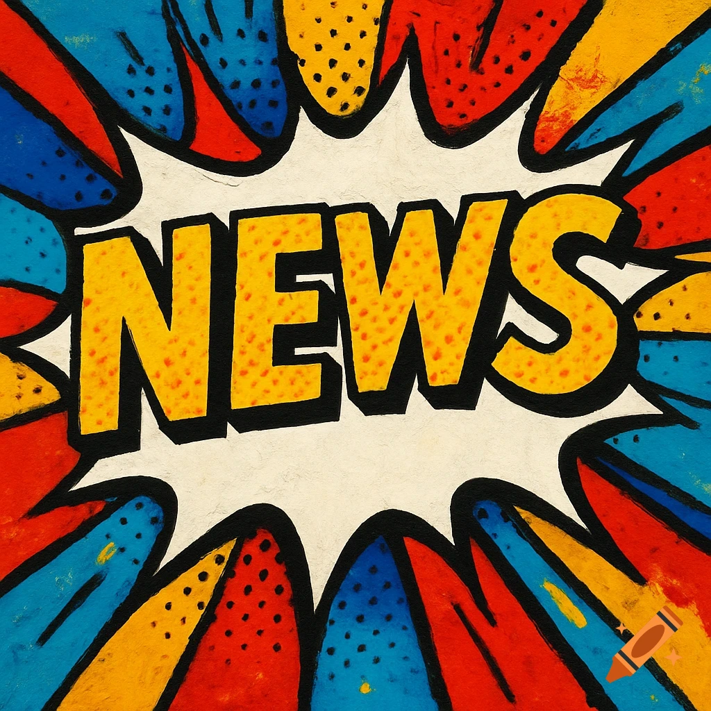 Pop art style graphic with the word NEWS in a starburst