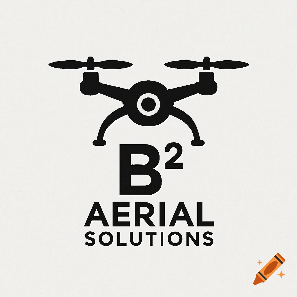 Black drone logo with the text 'B² AERIAL SOLUTIONS' below it.