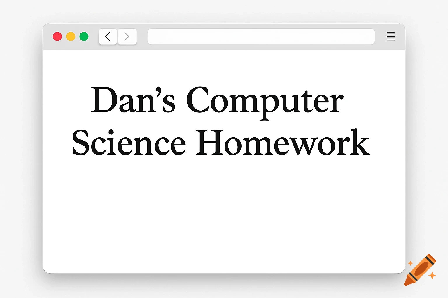 Web browser window displaying the text Dan's Computer Science Homework