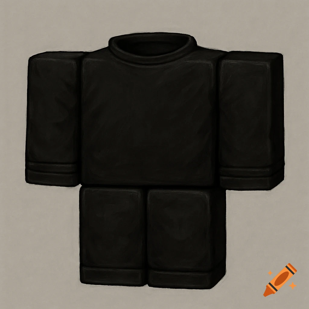Roblox clothing template of a black long-sleeved shirt on a figure.