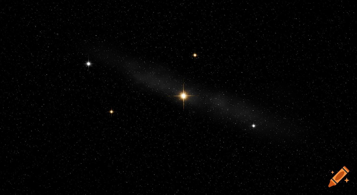 A view of deep space filled with numerous white and yellow stars and a faint band of galactic dust.