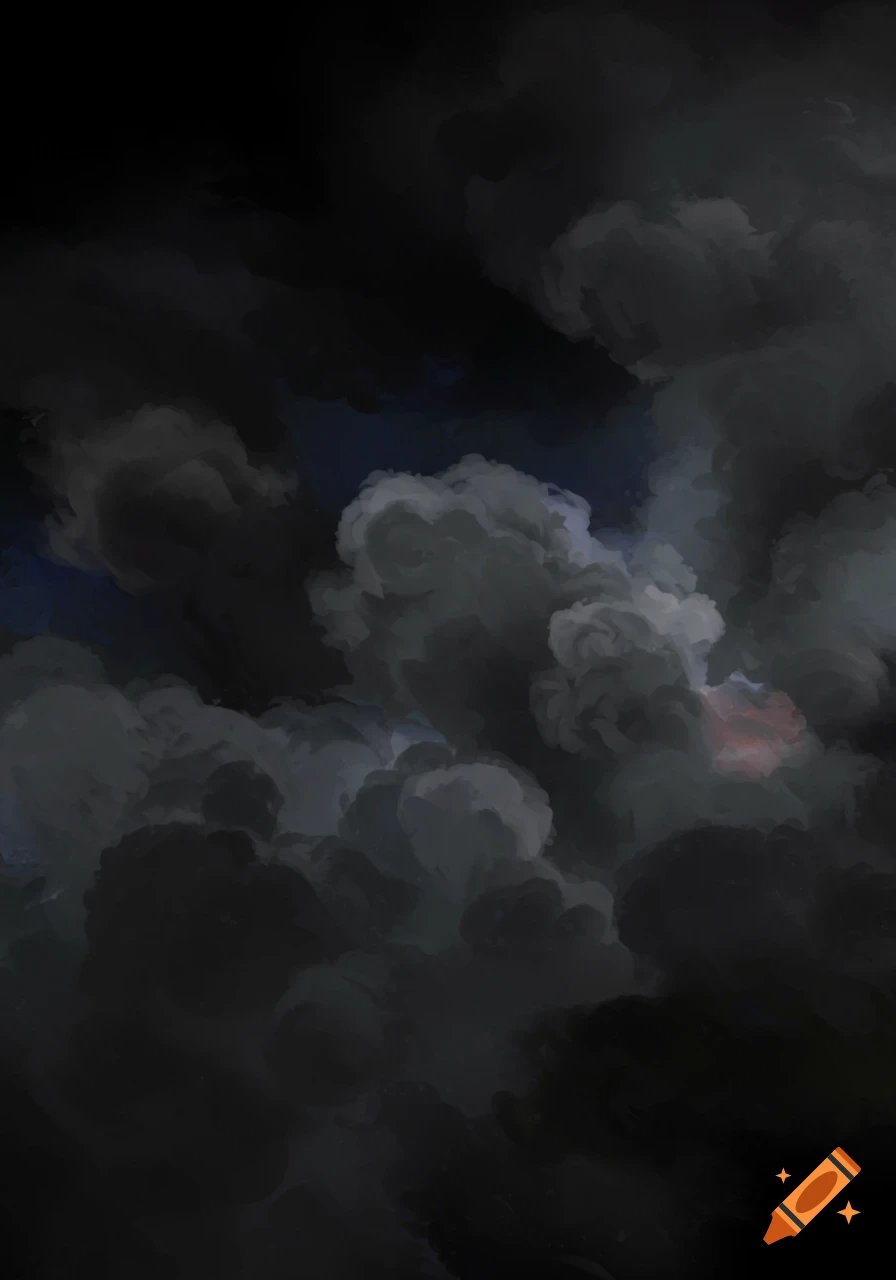 Dark, stormy clouds fill the frame in a digital painting style.