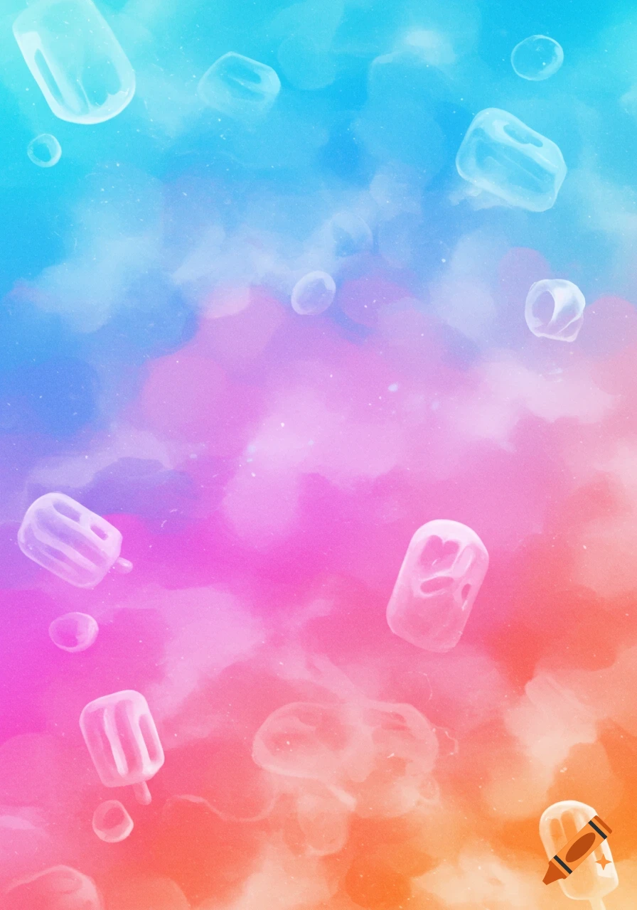 Colorful abstract background with translucent popsicles floating.