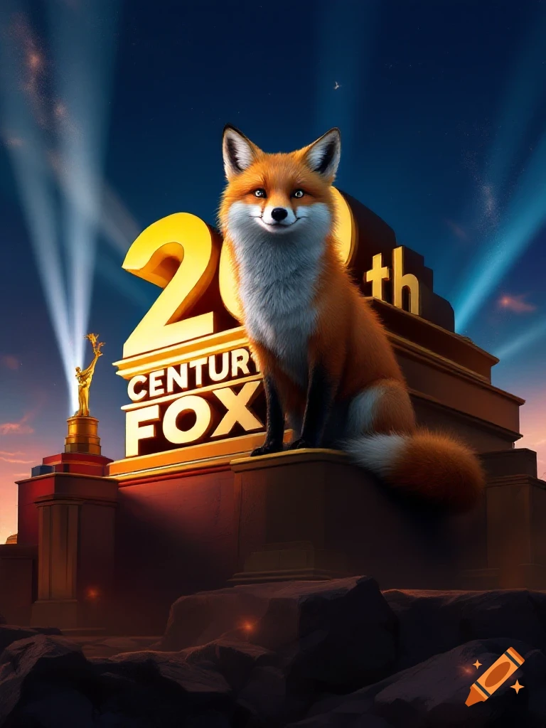 A fox sits on the 20th Century Fox logo.