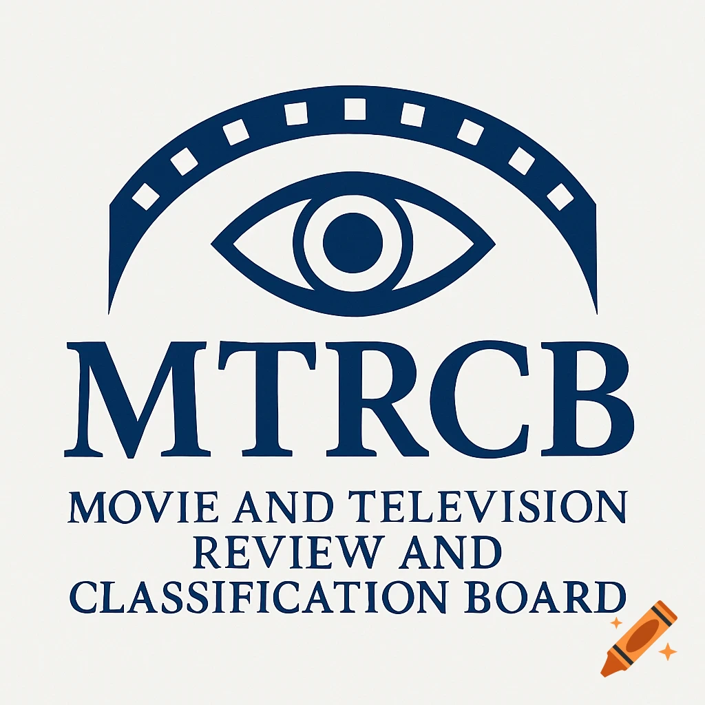 Blue logo with an eye, film strip arc, and text 'MTRCB' and full name.