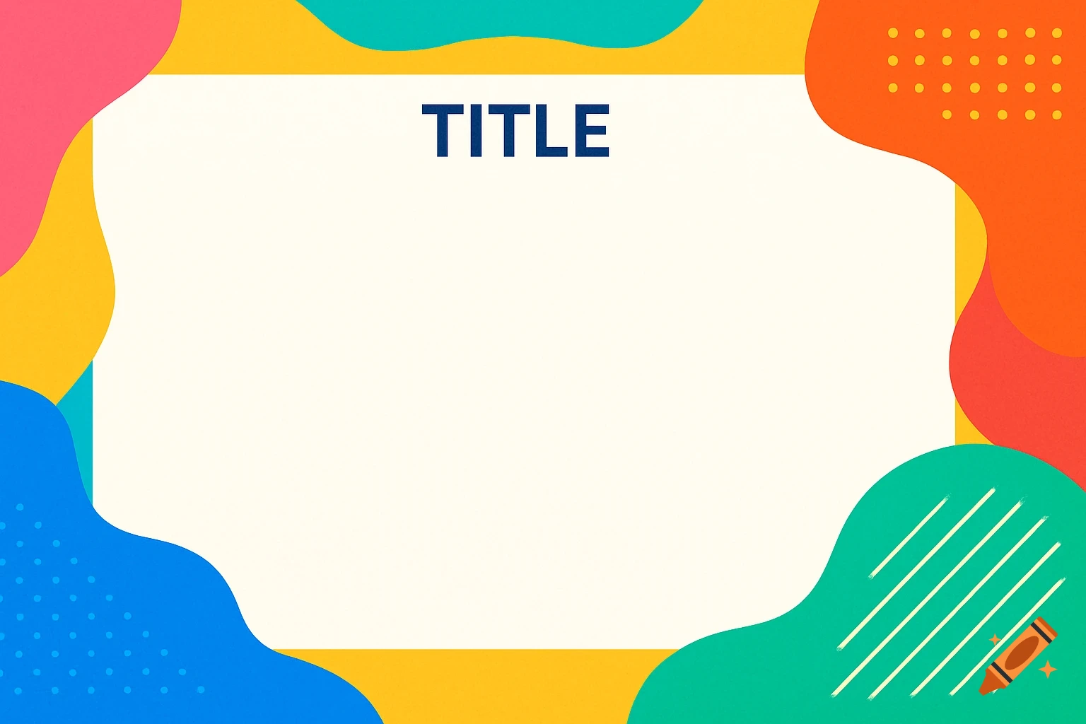 Bright colorful abstract background with white center and TITLE placeholder.