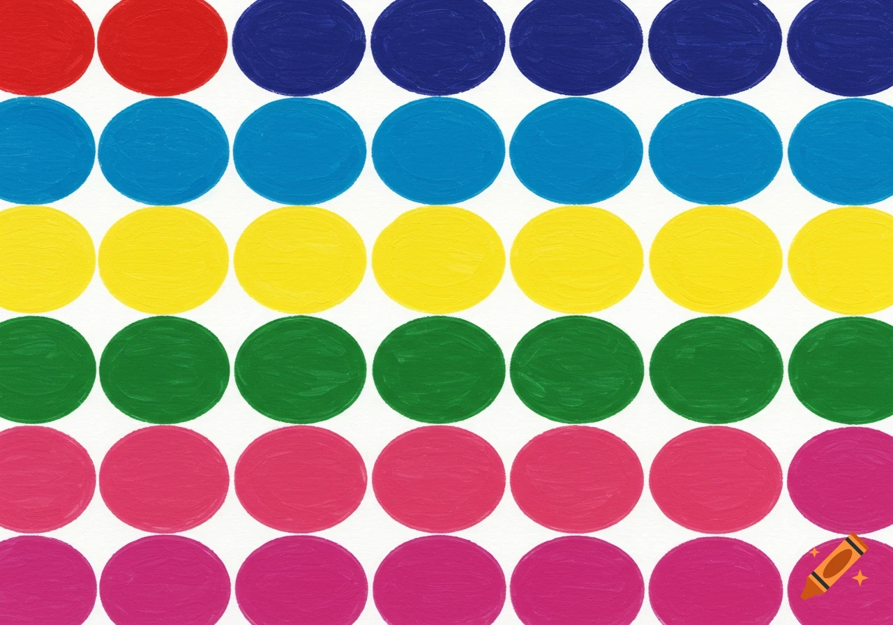 Pattern of colorful circles in rows