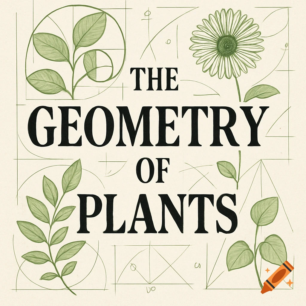 Illustration with text 'THE GEOMETRY OF PLANTS', botanical drawings of plants, and mathematical diagrams.