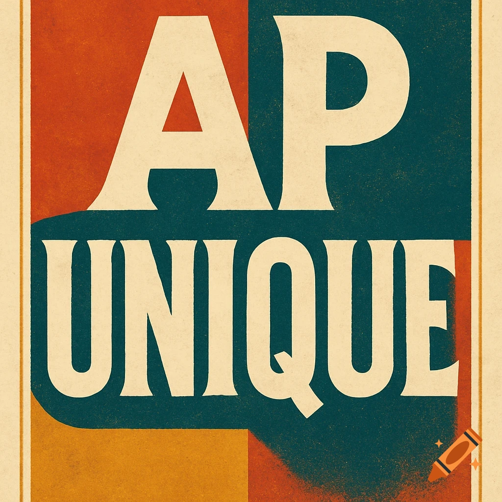 Retro style poster with large text AP UNIQUE