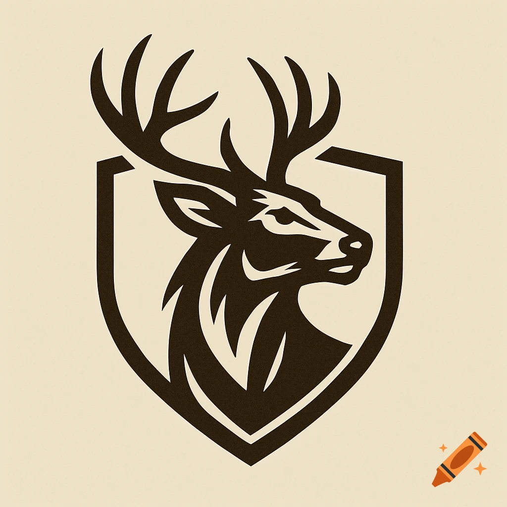 A stylized logo of a deer or stag head inside a shield.
