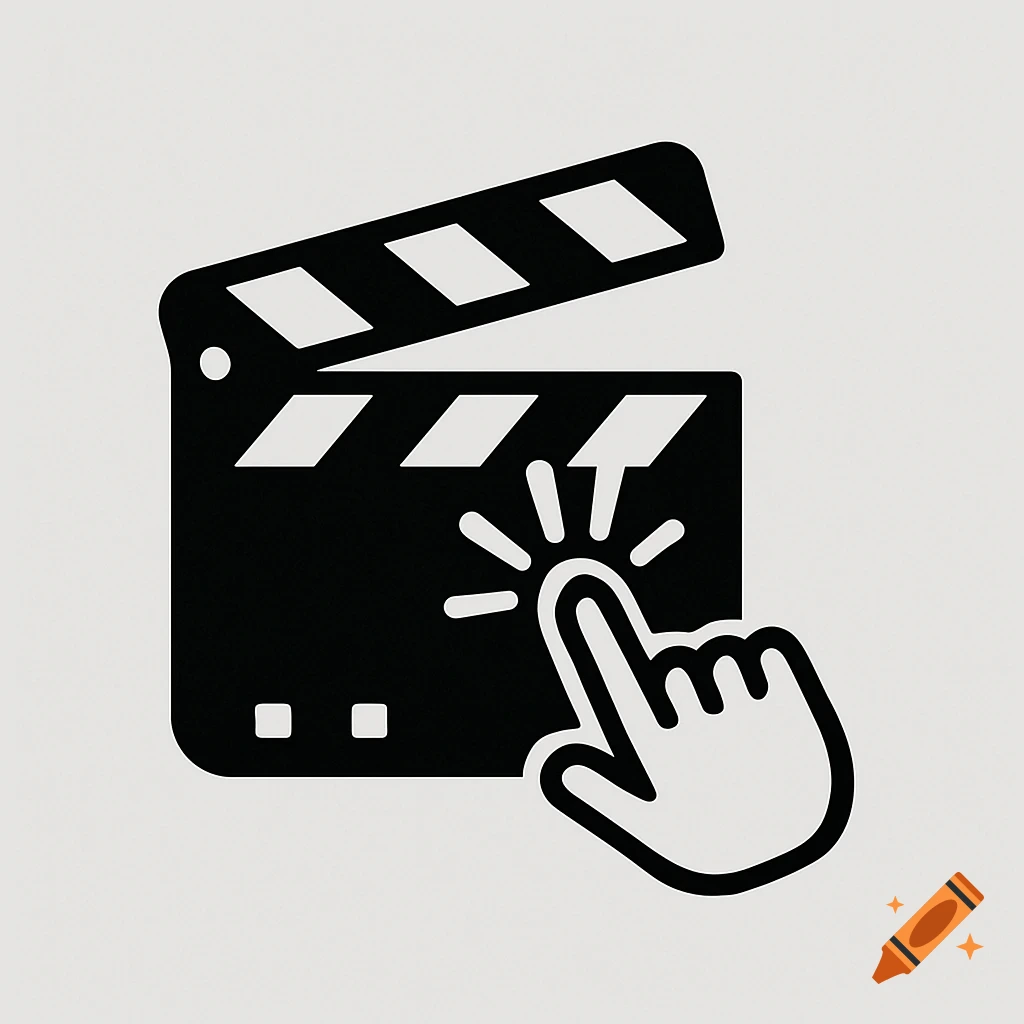 Logo of a hand-cursor icon clicking a movie clapperboard.